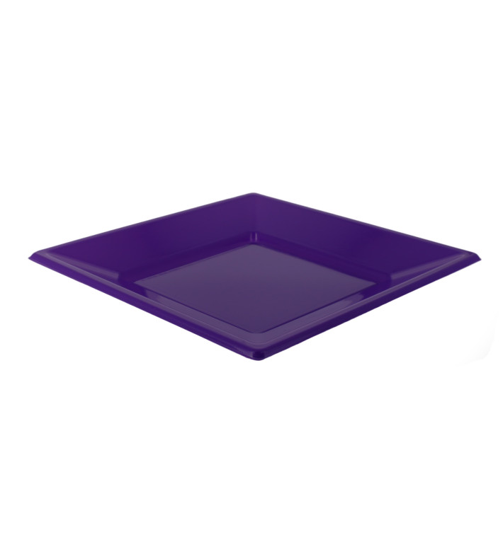 Plastic bord Plat Vierkant lila 17 cm (750 stuks) Plastic bord Plat Vierkant lila 17 cm (750 stuks)