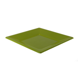 Plastic bord Plat Vierkant pistache groen 17 cm (750 stuks)