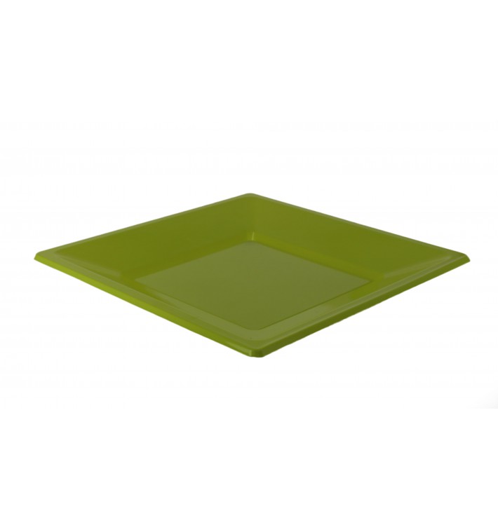 Plastic bord Plat Vierkant pistache groen 23 cm (750 stuks)