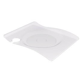 Plastic bord met glas houder PS "voorma" transparant 22x18 cm (180 stuks)