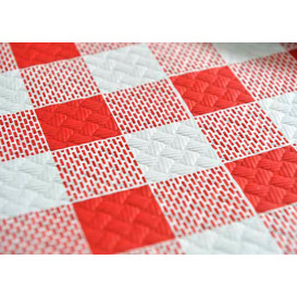 Voorgesneden papieren tafelkleed rood Checkers 40g 1x1m (400 stuks) 