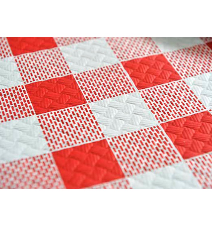 Voorgesneden papieren tafelkleed rood Checkers 40g 1x1m (400 stuks) 