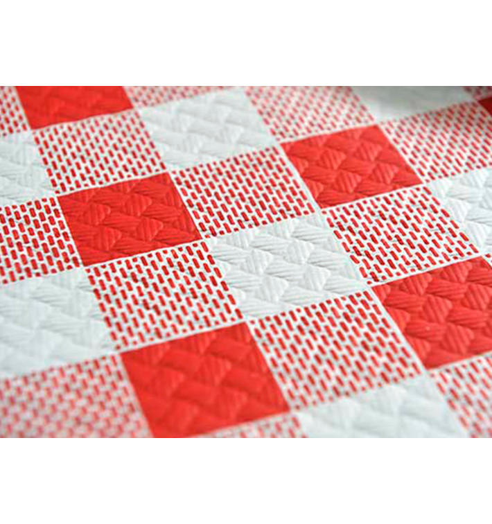 Voorgesneden papieren tafelkleed rood Checkers 40g 1x1m (400 stuks) Voorgesneden papieren tafelkleed rood Checkers 40g 1x1m (400 stuks)