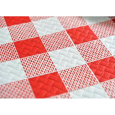 Voorgesneden papieren tafelkleed rood Checkers 40g 1x1m (400 stuks) 