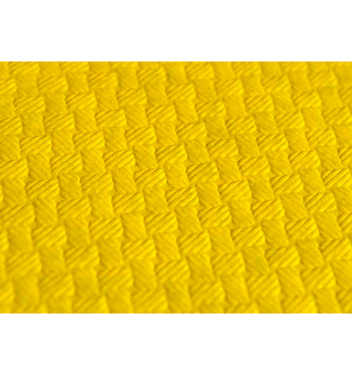 Voorgesneden papieren tafelkleed geel 40g 1x1m (400 stuks) Voorgesneden papieren tafelkleed geel 40g 1x1m (400 stuks)
