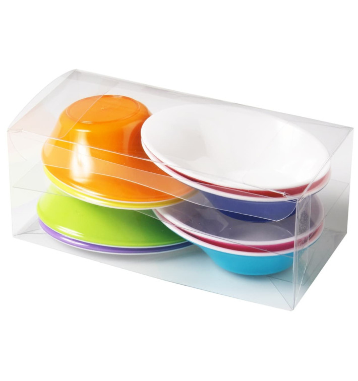 Plastic Kom PS "Sodo" wit en Multicolof 50 ml (8 stuks) Plastic Kom PS "Sodo" wit en Multicolof 50 ml (8 stuks)