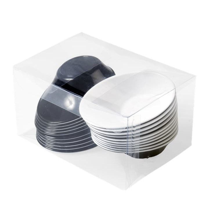 Plastic Kom PS "Sodo" wit en zwart 50 ml (240 stuks) Plastic Kom PS "Sodo" wit en zwart 50 ml (240 stuks)
