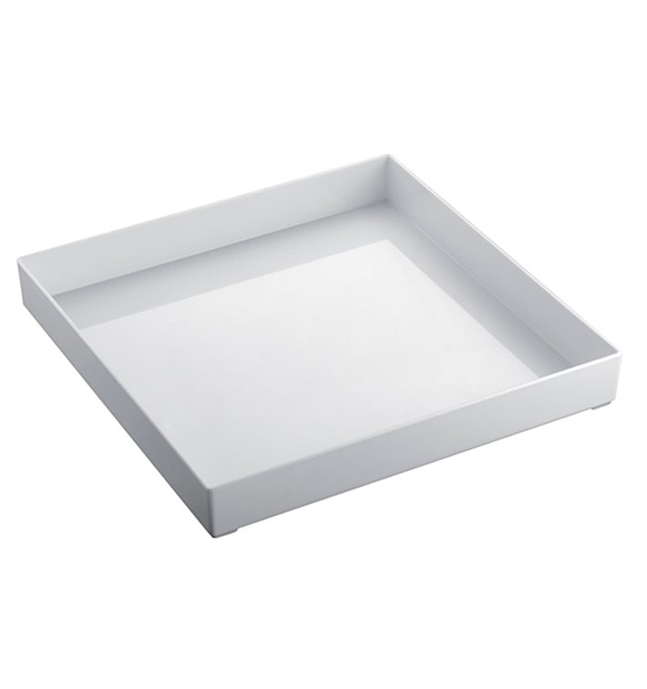 Plastic dienblad wit 30x30cm (9 stuks) Plastic dienblad wit 30x30cm (9 stuks)