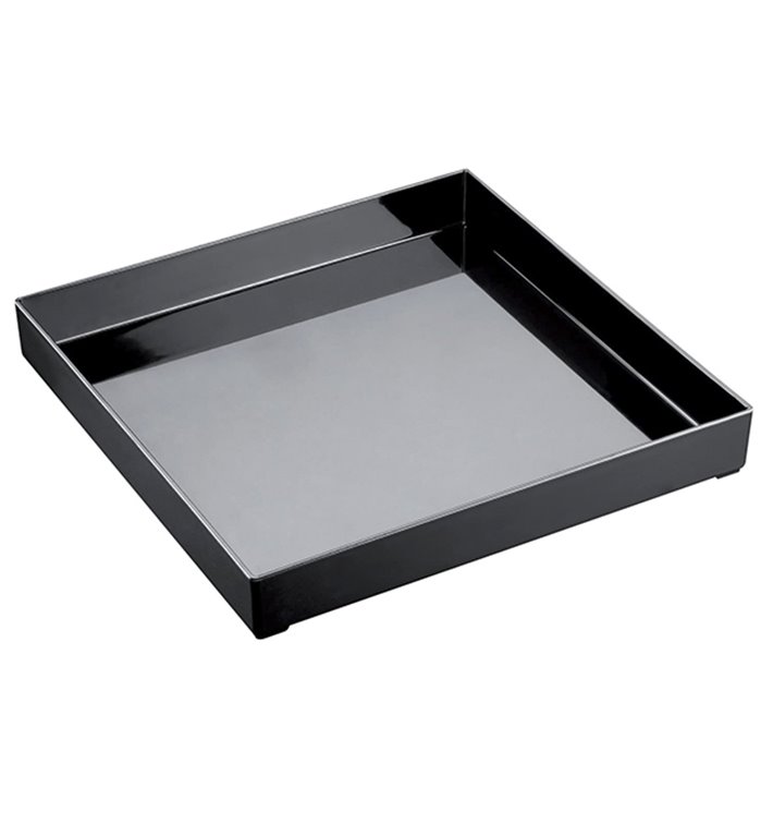 Plastic dienblad zwart 30x30cm (1 stuk) Plastic dienblad zwart 30x30cm (1 stuk)