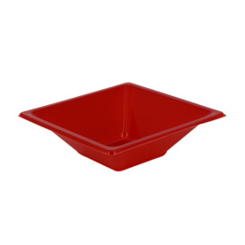 Plastic kom PS Vierkant rood 12x12cm (25 stuks) 