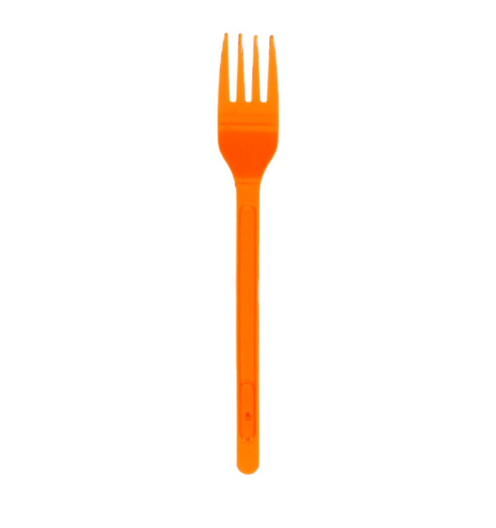 Plastic PS vork oranje 17,5cm (600 stuks) Plastic PS vork oranje 17,5cm (600 stuks)