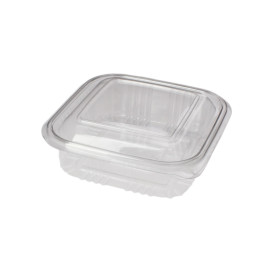 Plastic scharnierende Deli-Container PET Vierkant 370ml (100 stuks) 