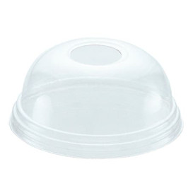 Plastic PET koepel Deksel met gat Kristal Ø8,1cm (1000 stuks)