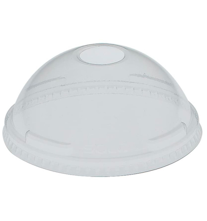 Plastic PET koepel Deksel met gat Kristal Ø7,3cm (125 stuks) Plastic PET koepel Deksel met gat Kristal Ø7,3cm (125 stuks)