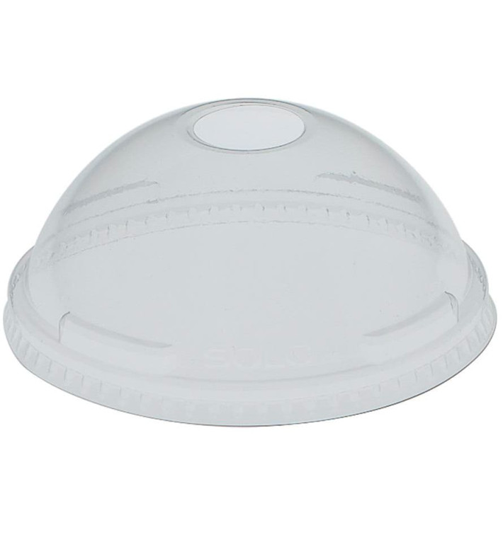 Plastic PET koepel Deksel met gat Kristal Ø10,7cm (25 stuks) Plastic PET koepel Deksel met gat Kristal Ø10,7cm (25 stuks)
