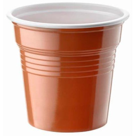 Plastic PS Shotje twee kleurig bruin 80ml Ø5,7cm (50 stuks) 