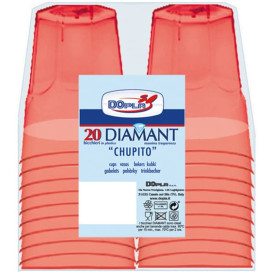 Plastic PS Shotje Kristal "Diamant" rood 50ml (20 stuks) 