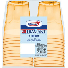 Plastic PS Shotje Kristal "Diamant" geel 50ml (20 stuks) 