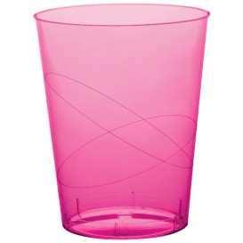 Plastic PS beker "Moon" fuchsia transparant 350ml (400 stuks)