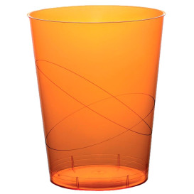 Plastic PS beker "Moon" oranje transparant 350ml (20 stuks) 