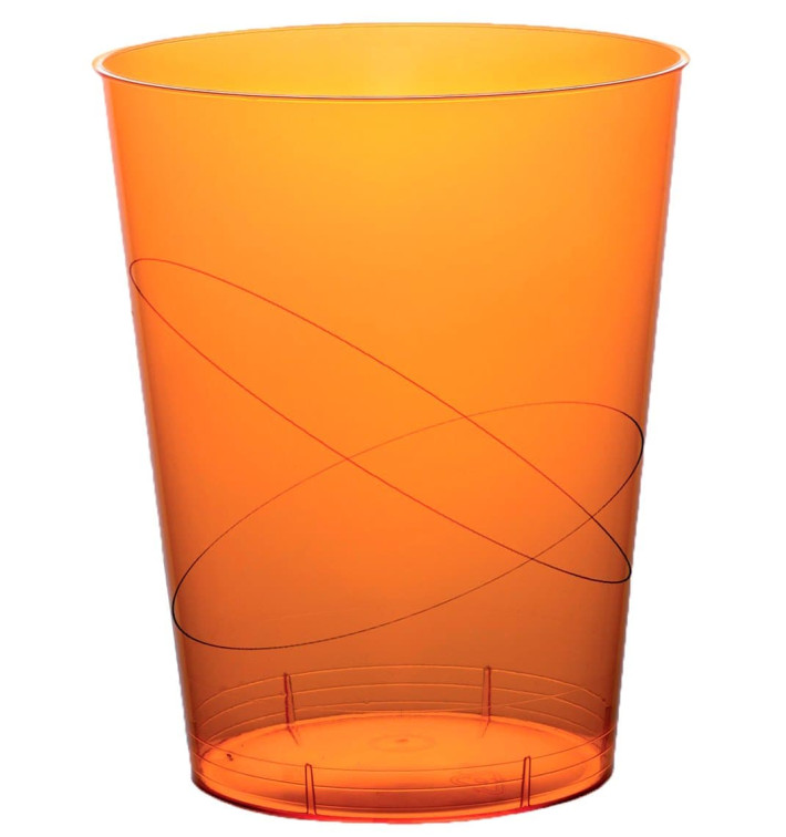 Plastic PS beker "Moon" oranje transparant 350ml (400 stuks)