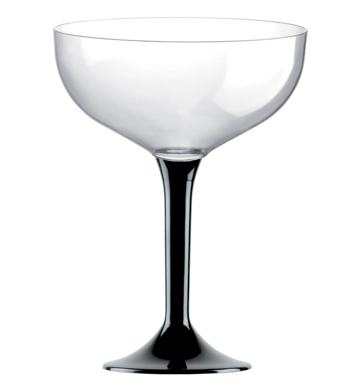 Plastic stam fluitglas zwart 200ml 2P (200 stuks) Plastic stam fluitglas zwart 200ml 2P (200 stuks)