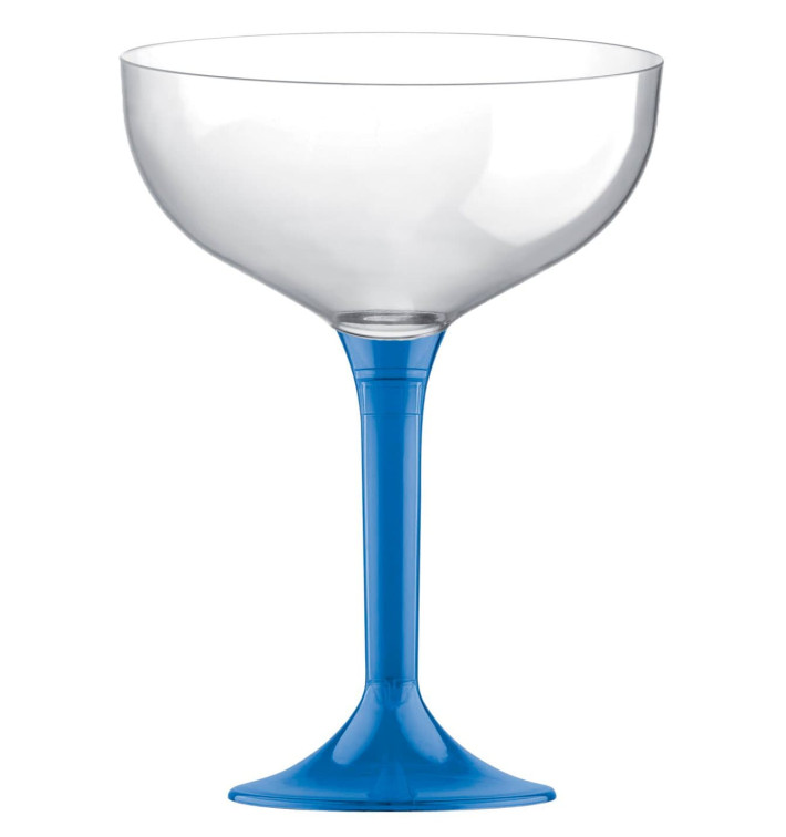 Plastic stam fluitglas blauw transparant 200ml 2P (20 stuks) Plastic stam fluitglas blauw transparant 200ml 2P (20 stuks)