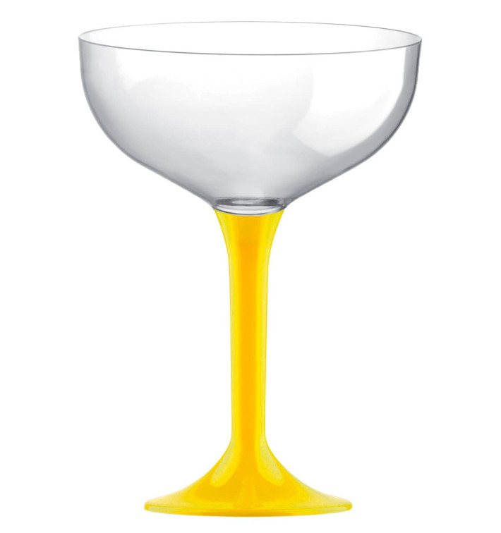 Plastic stam fluitglas geel 200ml 2P (20 stuks) Plastic stam fluitglas geel 200ml 2P (20 stuks)