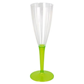 Plastic stam fluitglas Mousserende Wijn groen 100ml (6 stuks) 