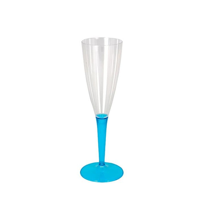 Plastic stam fluitglas Mousserende Wijn turkoois 100ml (6 stuks) Plastic stam fluitglas Mousserende Wijn turkoois 100ml (6 stuks)