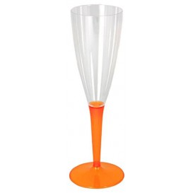 Plastic stam fluitglas Mousserende Wijn oranje 100ml (72 stuks)