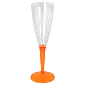 Plastic stam fluitglas Mousserende Wijn oranje 100ml (72 stuks)