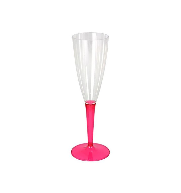 Plastic stam fluitglas Mousserende Wijn framboos 100ml (6 stuks) Plastic stam fluitglas Mousserende Wijn framboos 100ml (6 stuks)