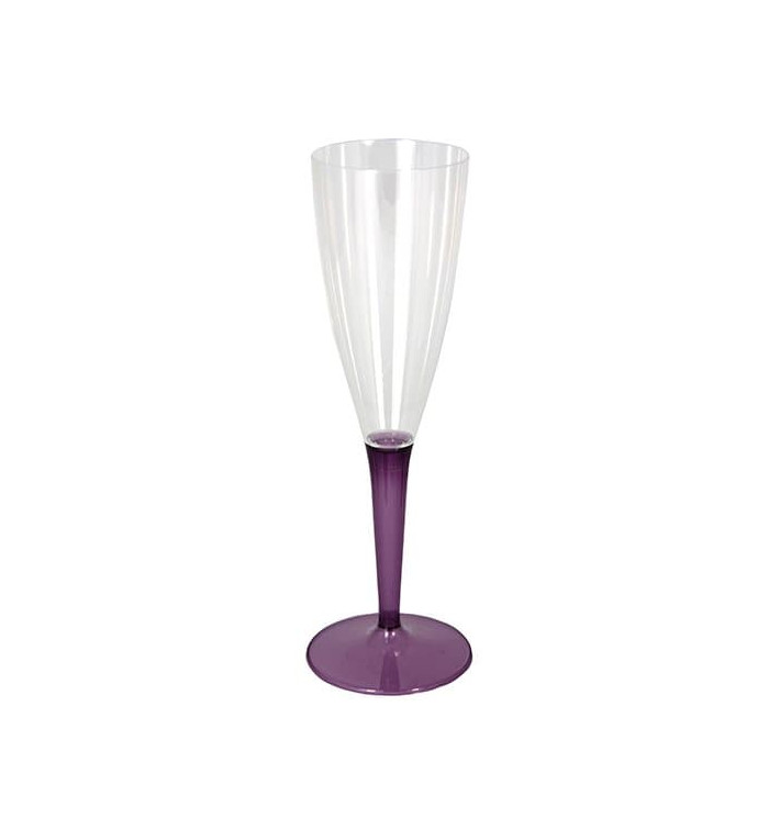 Plastic stam fluitglas Mousserende Wijn aubergine kleur 100ml (36 stuks) Plastic stam fluitglas Mousserende Wijn aubergine kleur 100ml (36 stuks)