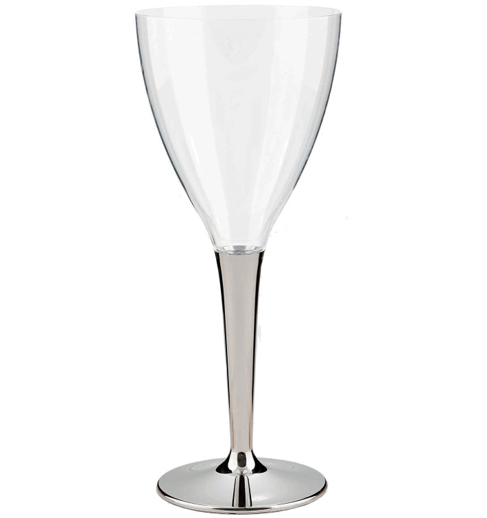 Plastic stamglas wijn zilver 130ml (10 stuks) Plastic stamglas wijn zilver 130ml (10 stuks)