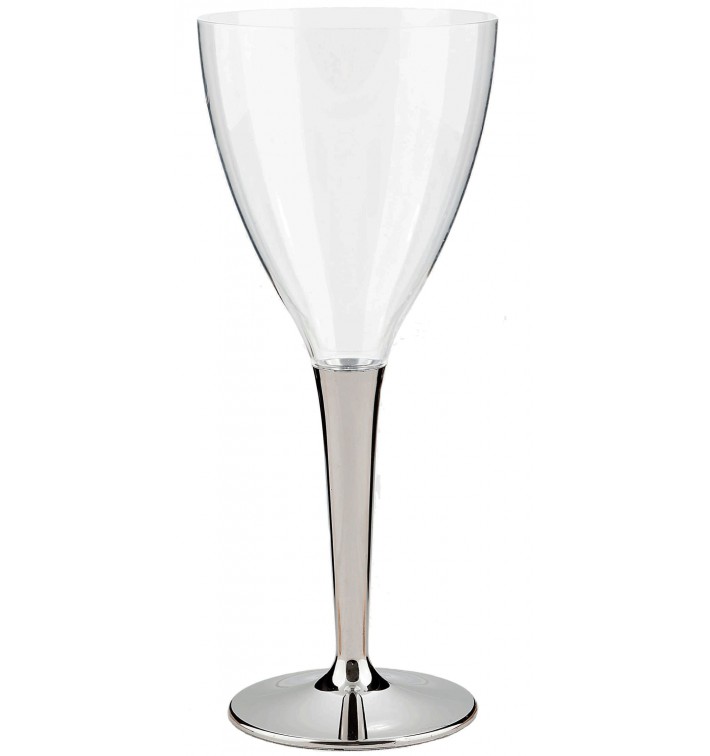 Plastic stamglas wijn zilver 130ml (100 stuks)
