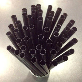 Plastic recht PS rietje voor Frappé zwart Ø0,8cm 25cm (1000 stuks)