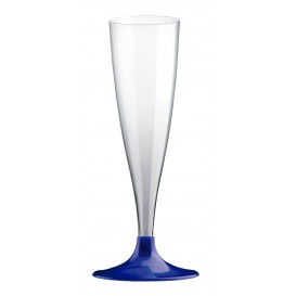 Plastic stam fluitglas Mousserende Wijn blauw parel 140ml 2P (20 stuks)