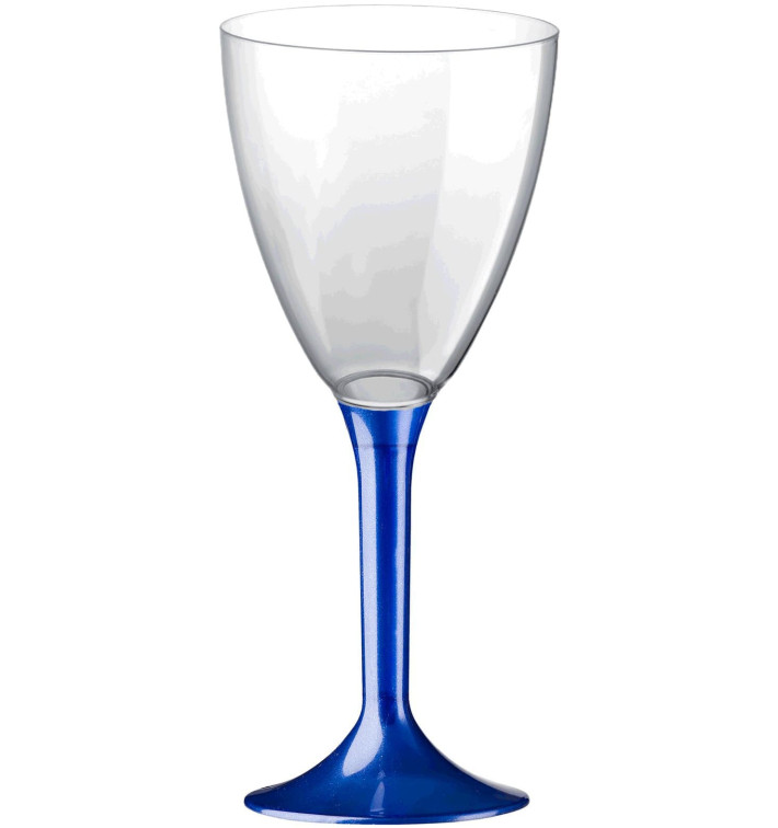Plastic stamglas wijn blauw parel verwijderbare stam 180ml (20 stuks) Plastic stamglas wijn blauw parel verwijderbare stam 180ml (20 stuks)