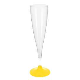 Plastic stam fluitglas Mousserende Wijn geel 140ml 2P (400 stuks)