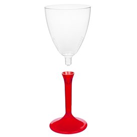 Plastic stamglas wijn rood transparant verwijderbare stam 180ml (20 stuks)