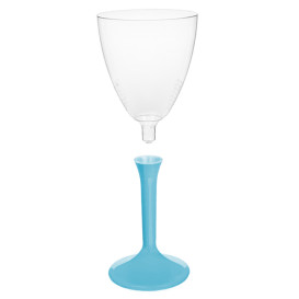 Plastic stamglas wijn turkoois verwijderbare stam 180ml (20 stuks)