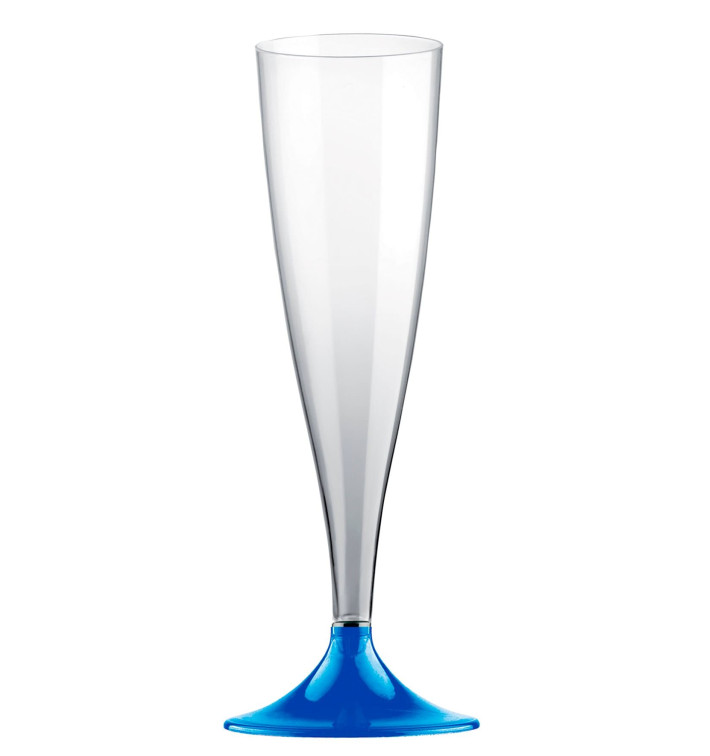 Plastic stam fluitglas Mousserende Wijn mediterranean blauw 140ml 2P (400 stuks) Plastic stam fluitglas Mousserende Wijn mediterranean blauw 140ml 2P (400 stuks)