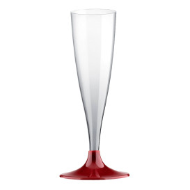 Plastic stam fluitglas Mousserende Wijn bordeauxrood 140ml 2P (20 stuks)
