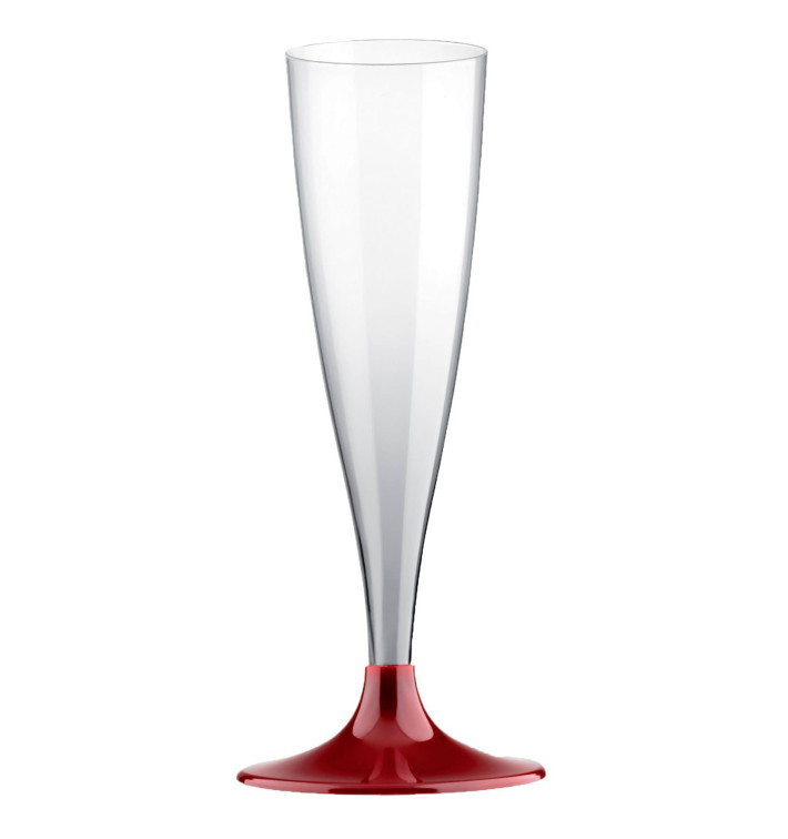 Plastic stam fluitglas Mousserende Wijn bordeauxrood 140ml 2P (400 stuks) Plastic stam fluitglas Mousserende Wijn bordeauxrood 140ml 2P (400 stuks)