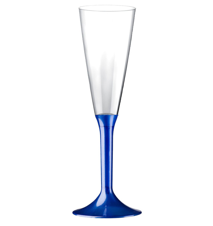 Plastic stam fluitglas Mousserende Wijn blauw parel 160ml 2P (200 stuks) Plastic stam fluitglas Mousserende Wijn blauw parel 160ml 2P (200 stuks)