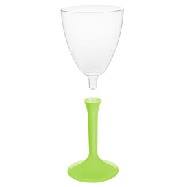 Plastic stamglas wijn limoengroen verwijderbare stam 180ml (200 stuks)