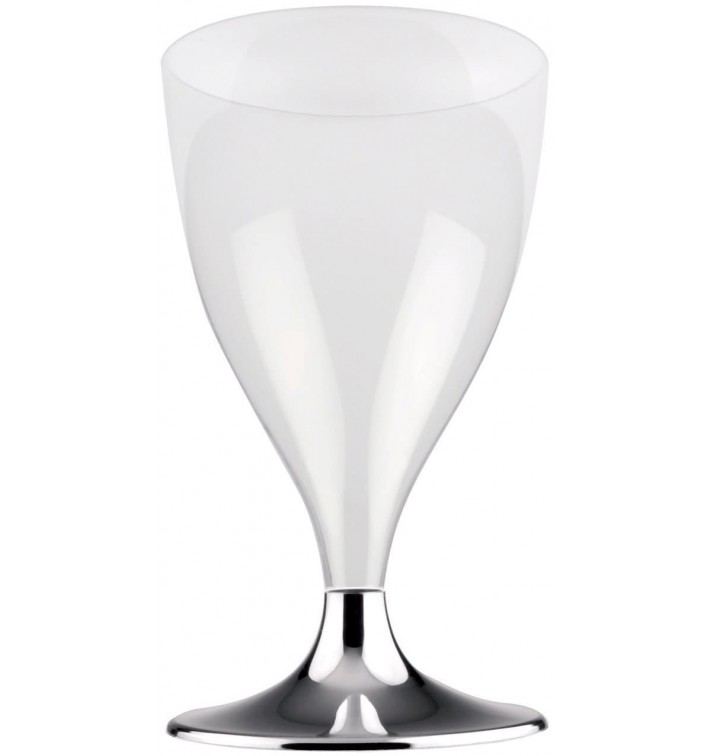 Plastic stamglas wijn niquel chroom 200ml 2P (20 stuks)