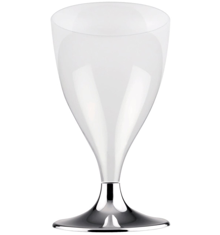 Plastic stamglas wijn zilver chroom 200ml 2P (400 stuks) Plastic stamglas wijn zilver chroom 200ml 2P (400 stuks)