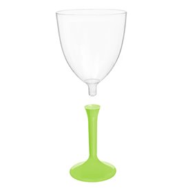 Plastic stamglas wijn limoengroen verwijderbare stam 300ml (200 stuks)